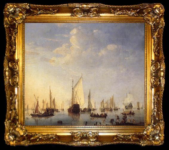 framed  VELDE, Willem van de, the Younger Ships in the Roads, ta009-2